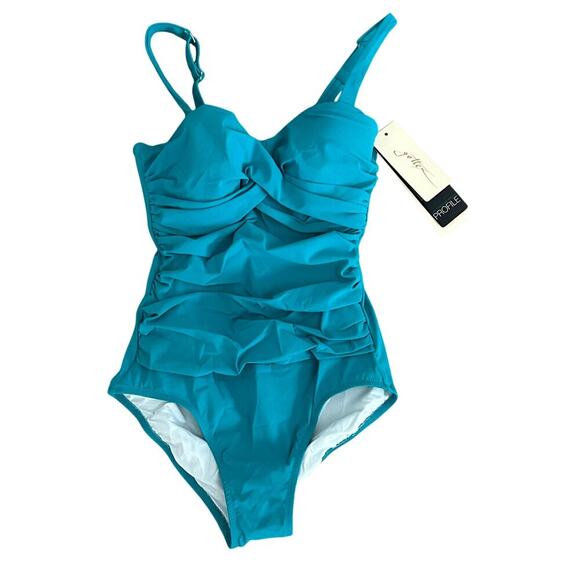 Gottex profile NWT women's D-cup wide strap one piece in color jade size 6D - Picture 1 of 9